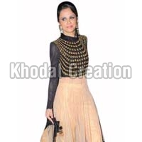 stylish Black and Cream colored Anarkali Suit