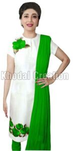 Wonderful Green Colored Embroidered  Straight Suit