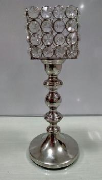 Silver Polish Crystal Candle Holder