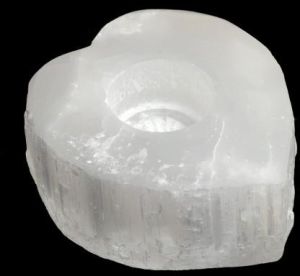 Selenite Heart Candle Holder