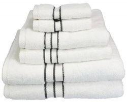 Black Striped White Cotton Hotel Towels