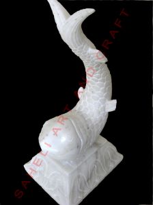 white marble fish statue