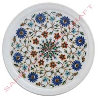 white marble plate with inlay work