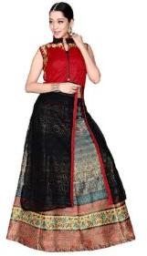 Designer Black Colour Partywear Unstitched Dress Material With Embroidered Work MFD-27