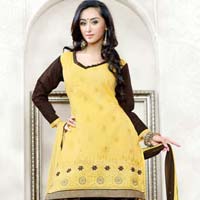 Yellow Embroidered Unstitched Patiyala Suit