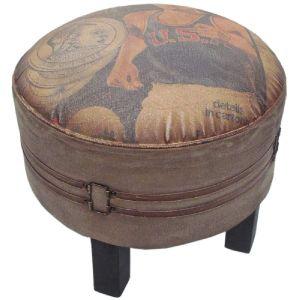 Canvas Ottoman With Tuffet Seat