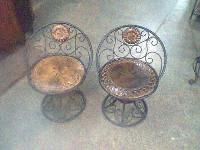 Wrought Iron Wooden Chair