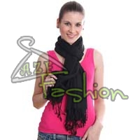 Womens Black Viscose Shawls (ANSSXH)