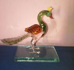 Glass Peacock Statue