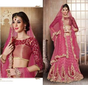 designed lehenga choli with artistic embroidery and designer blause