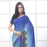 Fibers Brown Color Printed Crepe Silk Saree