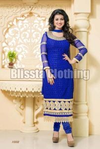 Blue Georgette Embroidered Suit