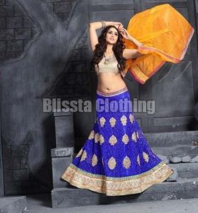 Blue Net Lehenga Choli