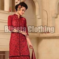Maroon Chanderi Embroidered Suit
