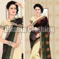 White & Black Georgette Saree