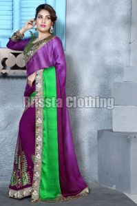 Half and Half Embroidered Saree