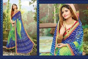 Green Bandhej Sarees