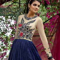 Semi Stitched Blue Salwar Kameez