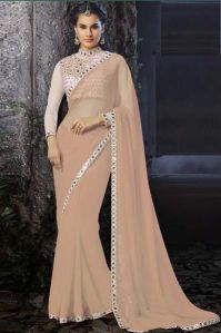 Latest Stylish georgette designer saree with lite pink color - 9450D