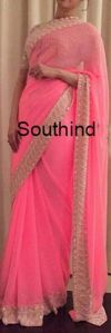 Latest Stylish Georgette designer saree with Pink color-9361