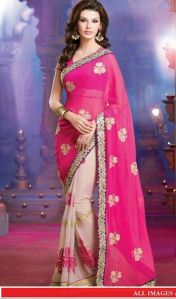 Latest Stylish georgette designer saree with Pink color - 9238