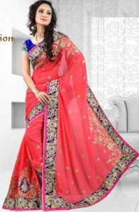 Latest Stylish georgette designer saree with Pink color - 9250B