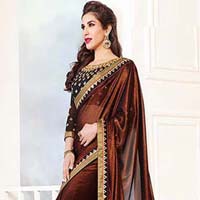 Latest Stylish silk designer saree with Coffee color - 9314