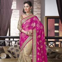 Latest Stylish viscose designer saree with Beige and pink color - 9244