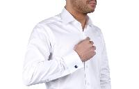mens cotton white plane shirt with full sleeves.