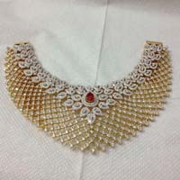 Studded Yellow Gold Necklace