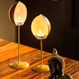Exclusive Lane Golden Standing Table Tea Light Holder Set 1125