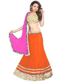 Orange Net Lehenga Choli