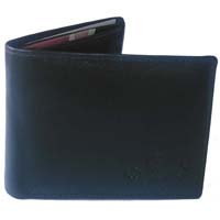 Black Bi-Fold Leather Casual Wallet for Men