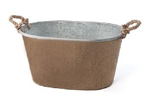 Metal Oval Brown Planter