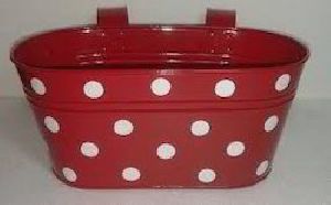 Metal Oval Polka Dot Planter