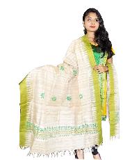 Cream Tussar Silk Dupatta