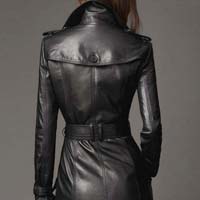 Womens Trench Leather Coat