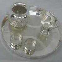 white metal pooja thali