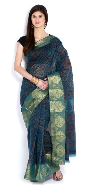 Printed Zari Border Gadwal Sarees