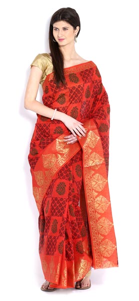 Printed Zari Border Gadwal Sarees