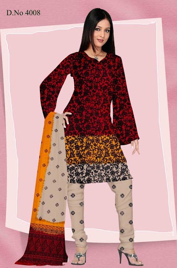 Tye & Dye Hand Block Print Dress Material