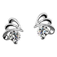 10k White Gold Beautiful Solitaire Earrings For Ladies