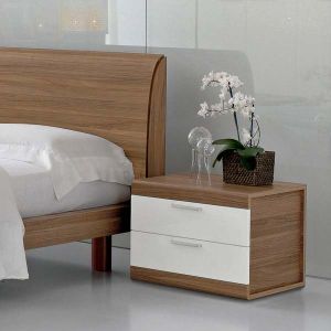 Wooden Bed With Side Table