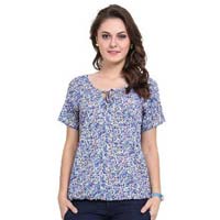 Women Floral print Short Sleeve Boat Neck  Ladies Tops