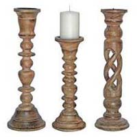 Carved Wooden Candle Holders