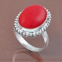 Sterling Silver Handmade Designed Coral Gemstone Ring