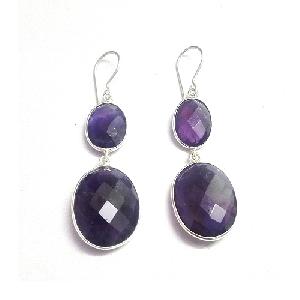 Amethyst gemstone silver earring jewellery