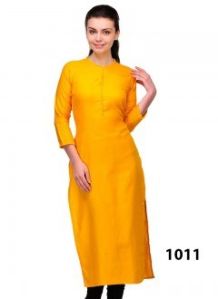 Ladies Cotton Yellow Kurti