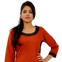 Ladies Orange Cotton Kurti