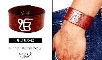 Buy Wide Leather Ik Onkar Mens Bracelet only at Rs. 3500